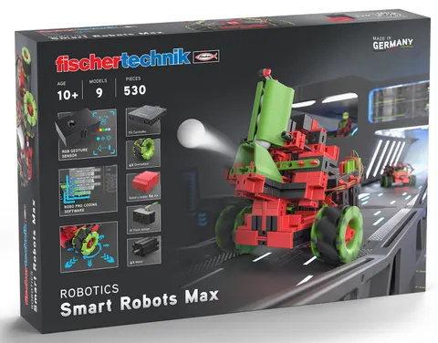 Fischertechnik Smart Robots Max zestaw do nauki programowania dla ośmiolatka i starszych 9 modeli