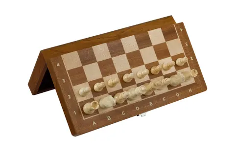 SZACHY MAGNETYCZNE INTARSJOWANE 31 cm (mahoń/klon)