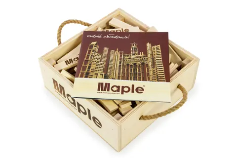 Maple skrzynia 100 klocków drewnianych klon