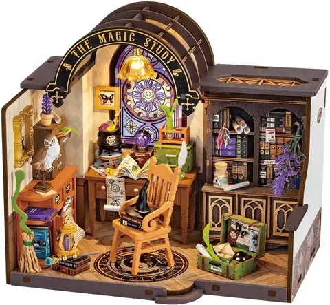 Robotime Magiczne studio DIY mini domek drewniany model 3D LED