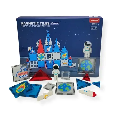 Klocki magnetyczne Kosmos 39 el. z astronautami - X-Bida 3+