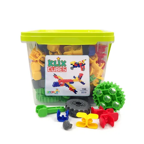 Klix Cubes Gears 150 elementów – klocki konstrukcyjne z kołami i instrukcjami A4