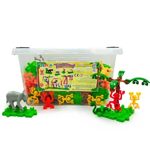 LinkaZoo Klocki edukacyjne dla dzieci 216 elementów, zoo i zwierzątka, 4+
