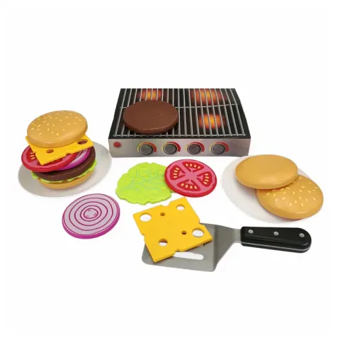 Popular Playthings Magnetyczny zestaw grill i burger, 18 elementów, 3+