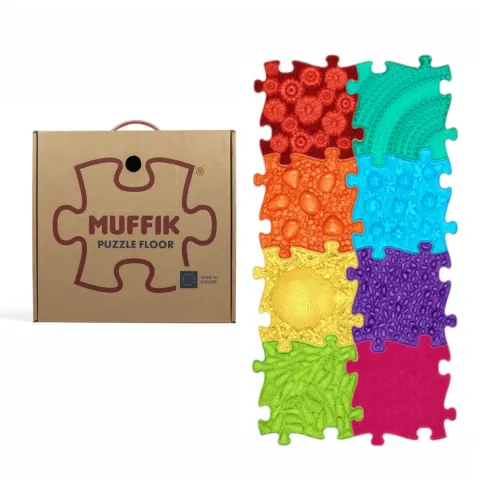 Muffik Rainbow – zestaw 8 sensorycznych mat ortopedycznych dla dzieci od 12 msc+