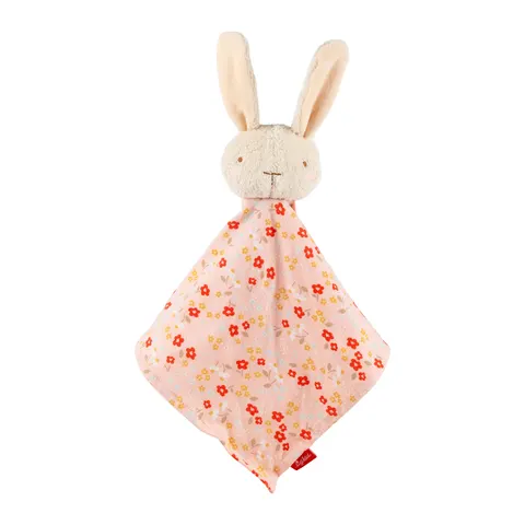 Pierwsza przytulanka komforter bawełniany Króliczek różowy 32 cm sigikid