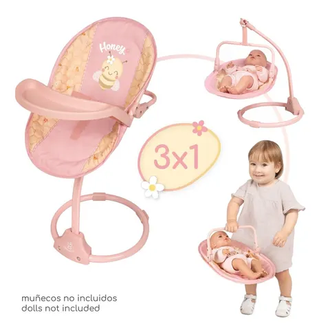 Krzesełko_3w1_Honey dla lalki do 50 cm DeCuevas Toys 51570