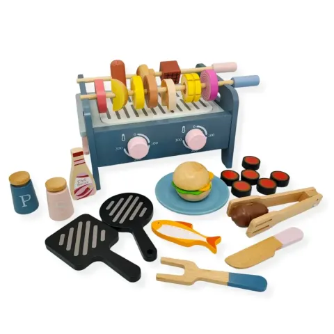 Drewniany grill BBQ z akcesoriami 35 el. - Kabi 3+