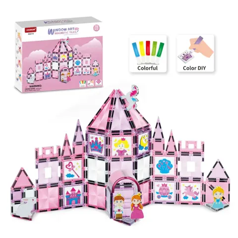 Klocki magnetyczne zamek 78 el. Magnetic Tiles Window Art - 3+
