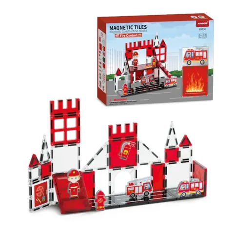Klocki magnetyczne straż pożarna 32 el. - Magnetic Tiles 3+