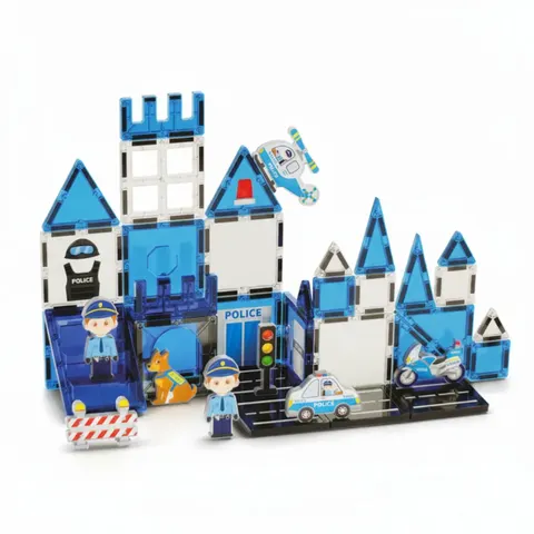 Klocki magnetyczne policja 42 el. - Magnetic Tiles 3+
