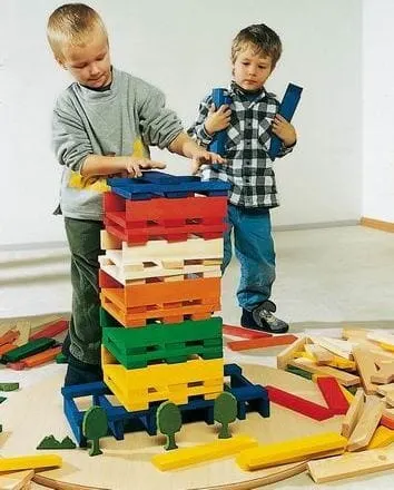 Duże klocki drewniane Dupla kolorowe PILCH
