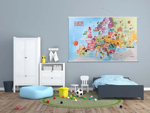 Ścienna MAPA edukacyjna Polski / Europy na sznurku 2 rodzaje Tuloko