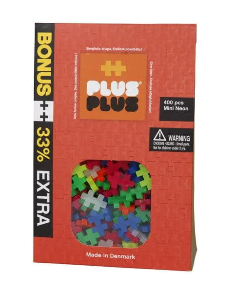 klocki konstrukcyjne plus-plus 300 elementów neonowe + 100 elementów gratis