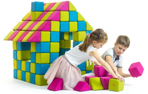 Zestaw miekkich klocków magnetycznych Basic JollyHeap 100 szt 2 kształty