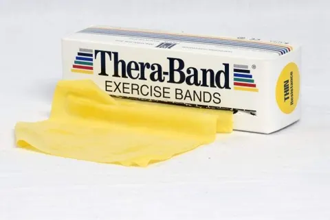 Taśma lateksowa Thera Band 2,5 m żółta - opór słaby