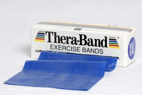 Taśma lateksowa Thera Band 2,5 m niebieska - opór extra mocny