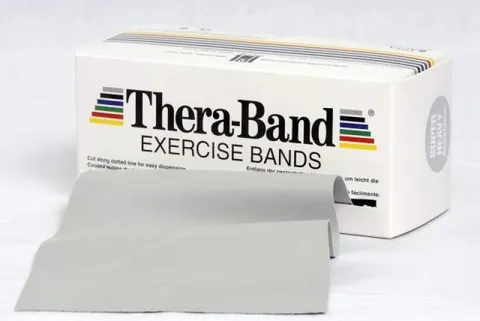 Taśma lateksowa Thera Band 2,5 m srebrna - opór super mocny