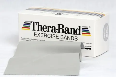 Taśma lateksowa Thera Band 5,5 m srebrna - opór super mocny