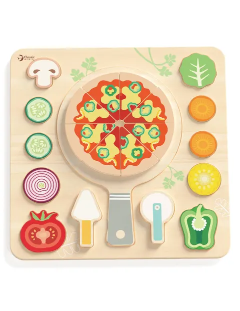 CLASSIC WORLD Drewniana Pizza do Krojenia Układanka Warzywa 22 el.
