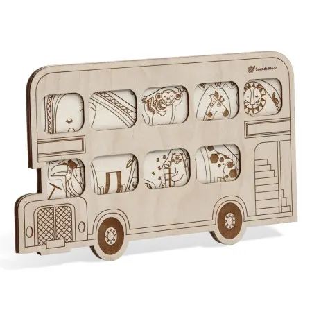 Drewniane puzzle dwujęzyczne Czerwony Autobus – edukacyjna układanka