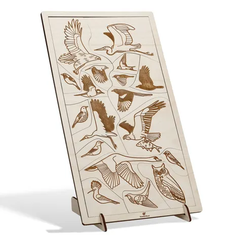 Drewniane puzzle edukacyjne "Ranne ptaszki" - ptaki
