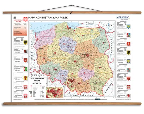 Ścienna mapa administracyjna Polski (aktualizacja 2026) do szkoły