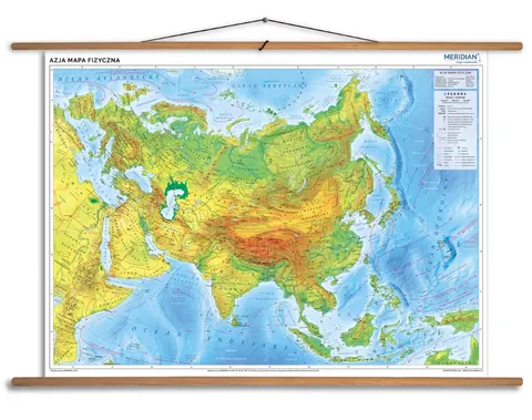 Ścienna mapa fizyczna Azji z efektem 3D