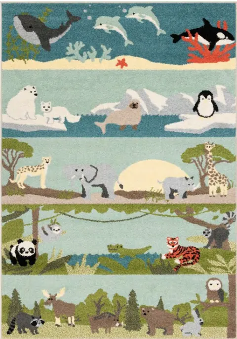 Dywan ANIMALI miętowy ze zwierzętami (różne rozmiary)
