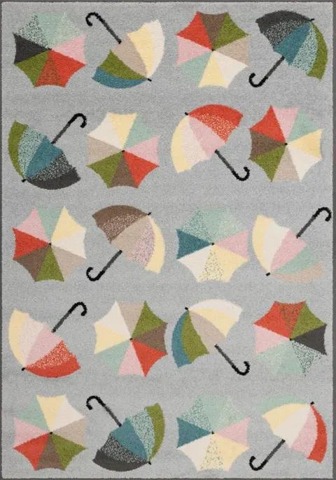 Dywan dziecięcy UMBRELLAS szary w parasolki (różne rozmiary)