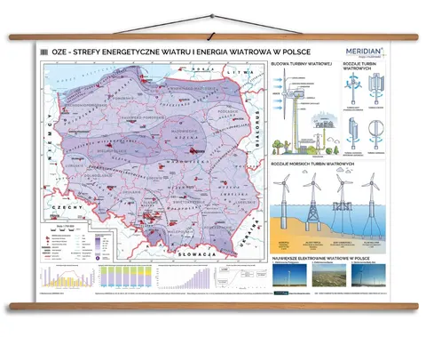 Mapa ścienna OZE Energia wiatrowa w Polsce