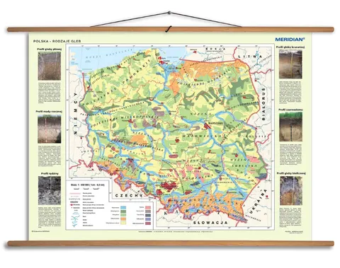 Mapa ścienna Gleby Polski – Rodzaje i profile glebowe