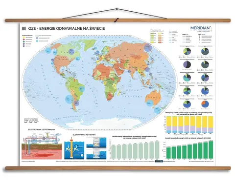 Ścienna mapa OZE: Energie odnawialne na świecie do szkoły