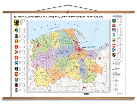 Ścienna mapa administracyjna województwa pomorskiego i Kaszub do szkoły