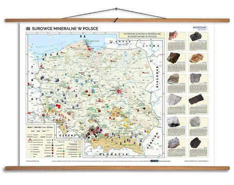 Surowce mineralne w Polsce - Ścienna mapa do szkoły