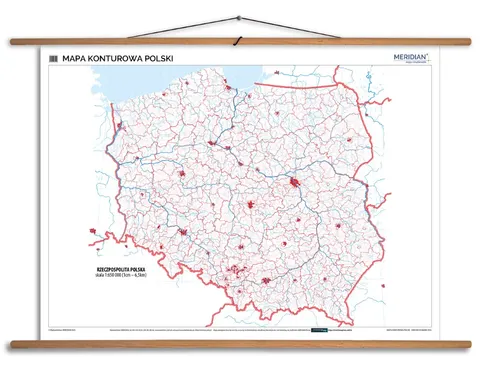 Ścienna mapa konturowa Polski do ćwiczeń do szkoły