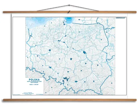 Ścienna mapa konturowo-hipsometryczna Polski do ćwiczeń do szkoły