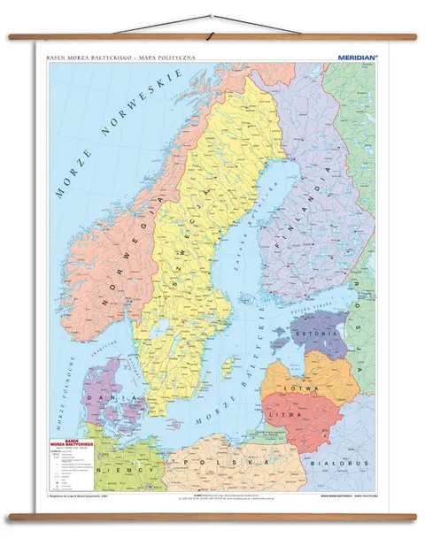 Kraje basenu Morza Bałtyckiego Ścienna mapa polityczna