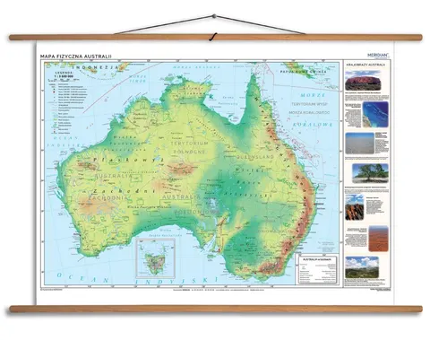 Ścienna mapa fizyczna Australii i Tasmanii – obiekty UNESCO