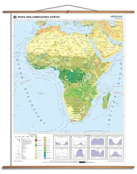 Ścienna mapa krajobrazowa Afryki z klimatogramami do szkoły