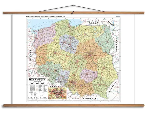Ścienna mapa administracyjno-drogowa Polski
