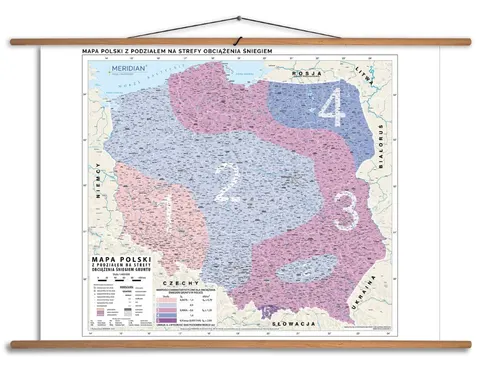 Ścienna mapa Polski ze strefami obciążenia śniegiem