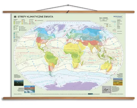 Ścienna mapa stref klimatycznych świata do szkoły