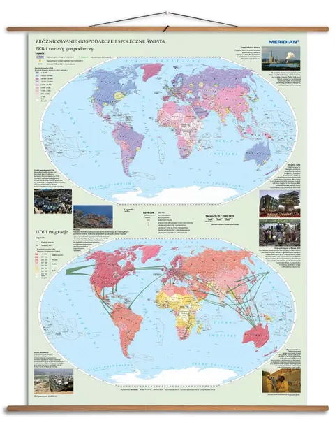 Ścienna mapa zróżnicowania gospodarczego i społecznego świata do szkoły