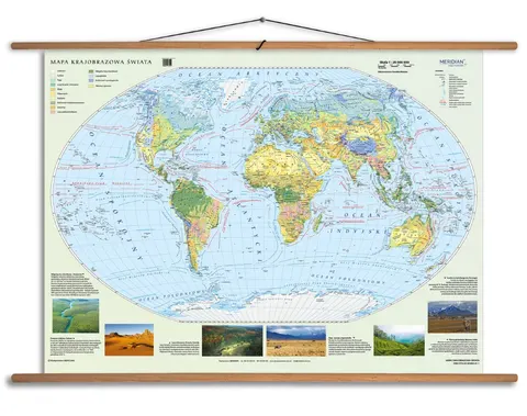 Ścienna mapa krajobrazowa świata ze zdjęciami do szkoły