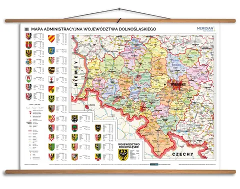 Ścienna mapa administracyjna województwa dolnośląskiego