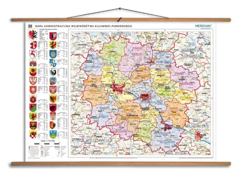 Ścienna mapa administracyjna województwa kujawsko-pomorskiego