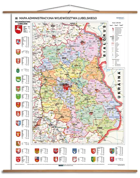 Ścienna mapa administracyjna województwa lubelskiego