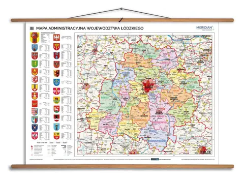 Ścienna mapa administracyjna województwa łódzkiego