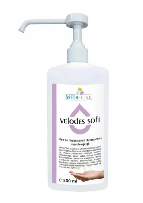 VELODES SOFT 0,5 L Płyn do higienicznej i chirurgicznej dezynfekcji rąk